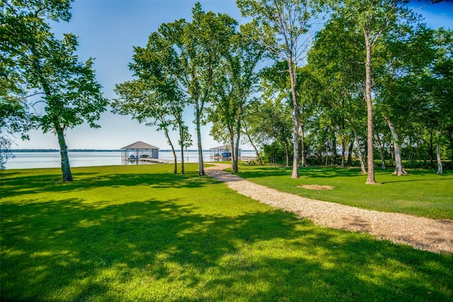 view of property's community featuring a lawn