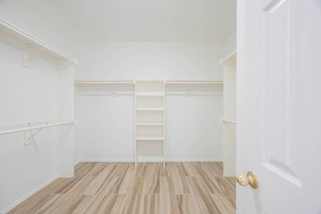 walk in closet featuring light hardwood / wood-style floors