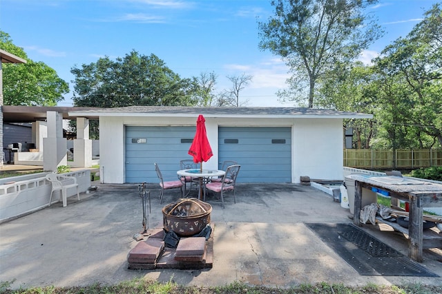 view of garage