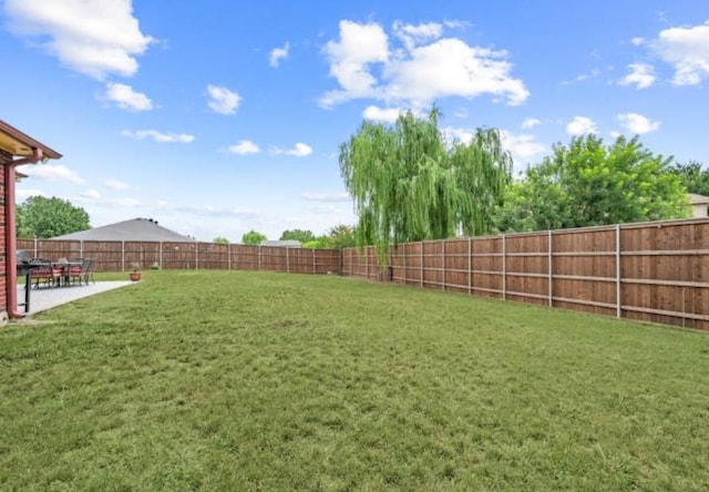 view of yard with a patio area