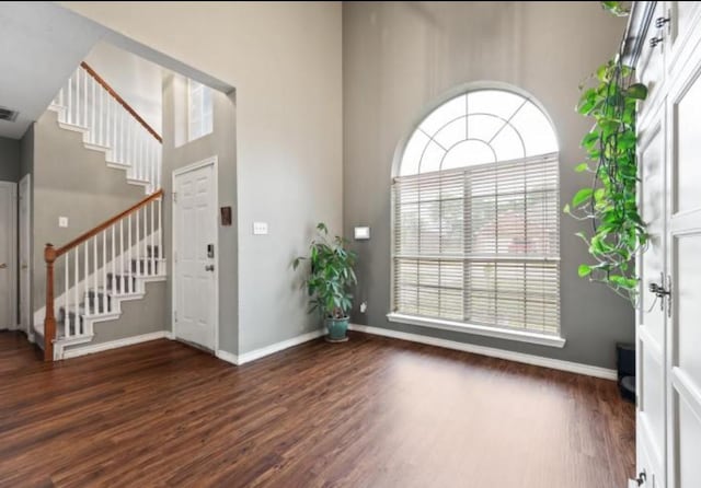 foyer entrance with dark hardwood / wood-style floors