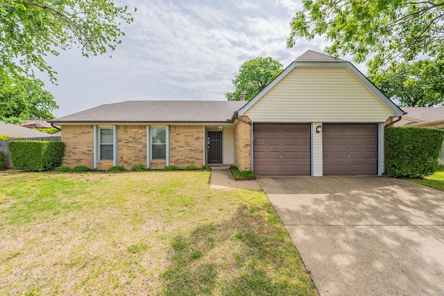 ranch-style house with a front lawn and a garage