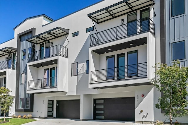 view of building exterior with a garage