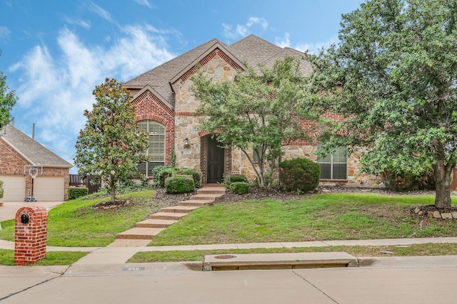 view of front of house featuring a front lawn