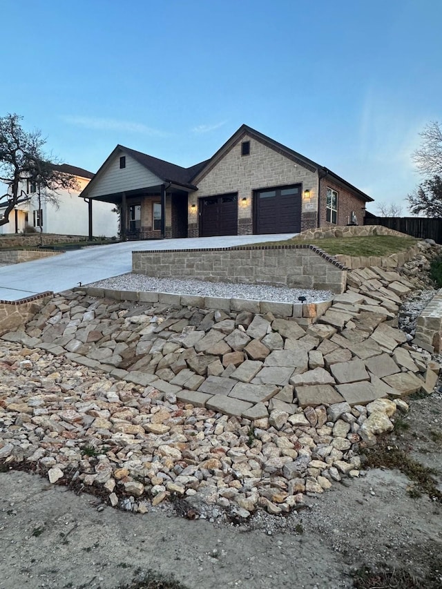 exterior space with a garage