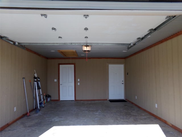 garage with a garage door opener