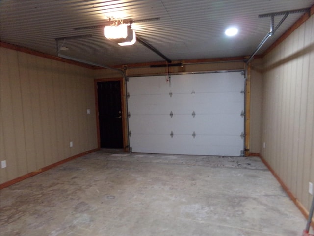 garage with a garage door opener