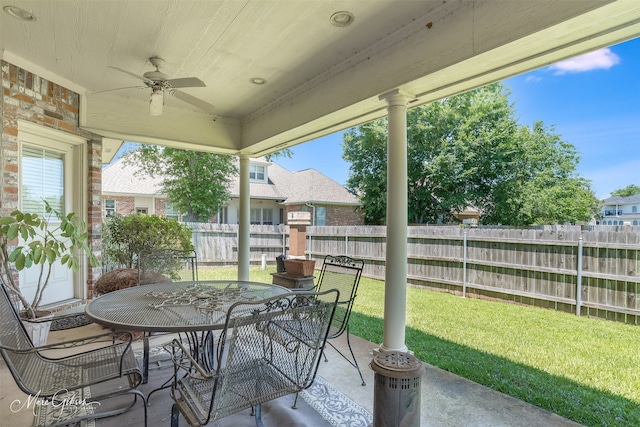 view of patio / terrace with ceiling fan