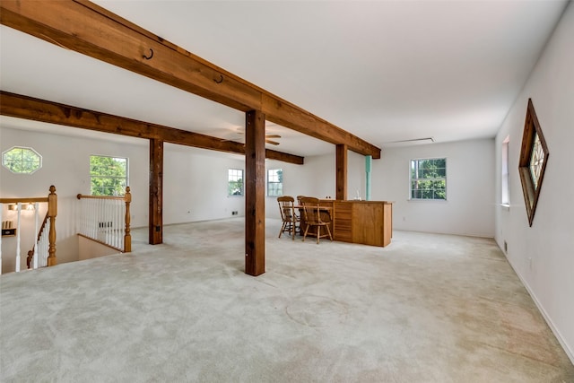 interior space featuring light carpet and a wealth of natural light