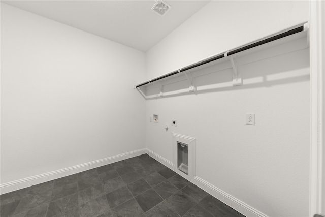 washroom featuring hookup for an electric dryer, hookup for a gas dryer, laundry area, washer hookup, and visible vents