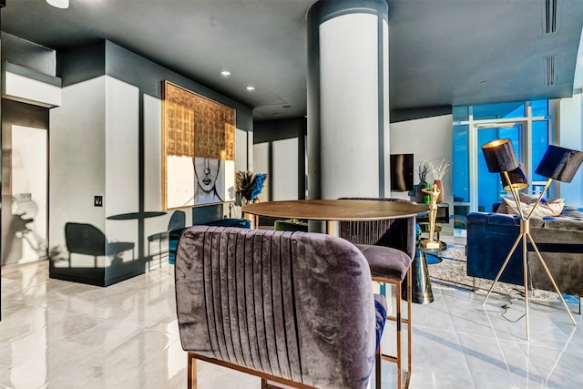 kitchen with light tile floors