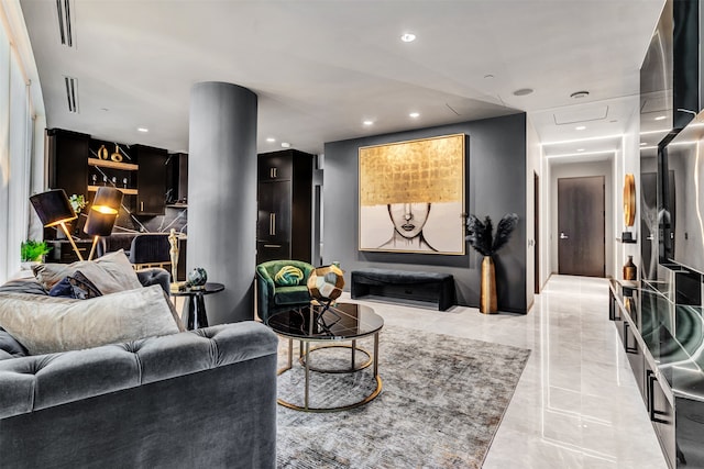 view of tiled living room