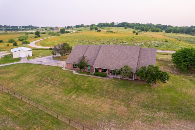 drone / aerial view with a rural view