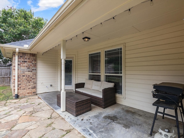 view of patio / terrace featuring grilling area and outdoor lounge area