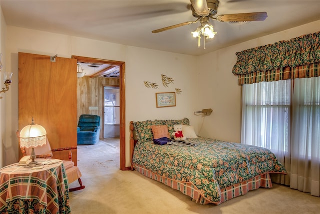 bedroom featuring carpet flooring and ceiling fan