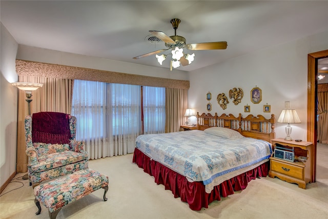 bedroom featuring carpet and ceiling fan