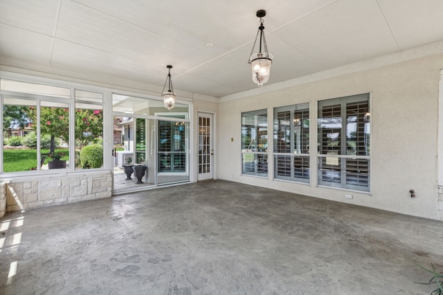 view of unfurnished sunroom