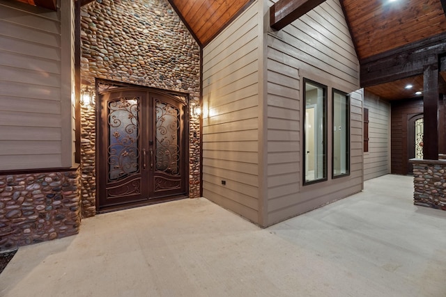 doorway to property with french doors and a patio area