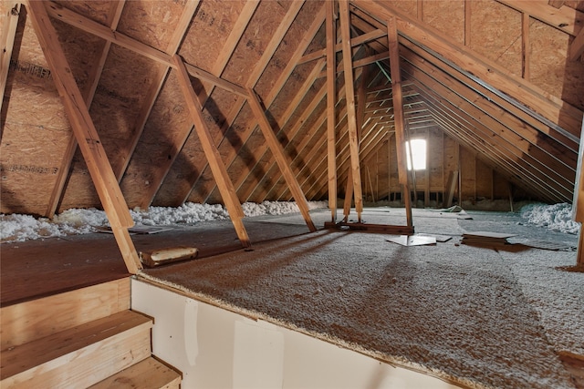 view of unfinished attic