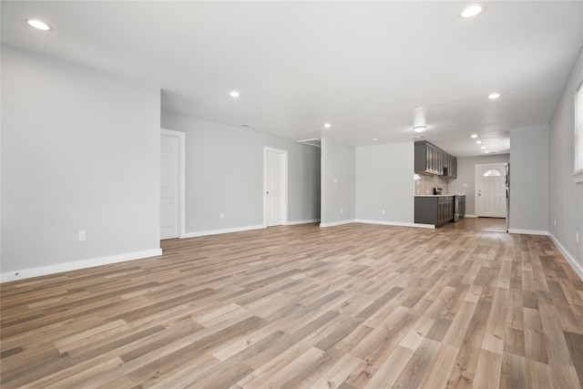 unfurnished living room with light hardwood / wood-style floors