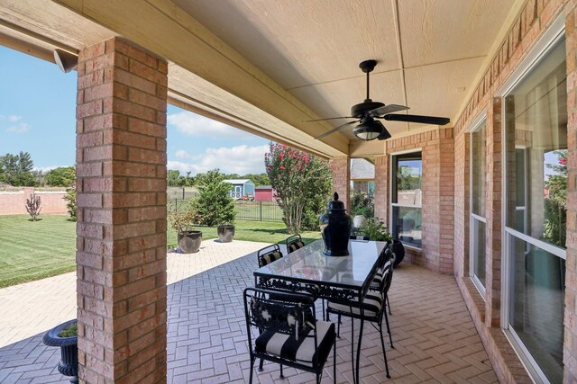 view of patio / terrace with ceiling fan