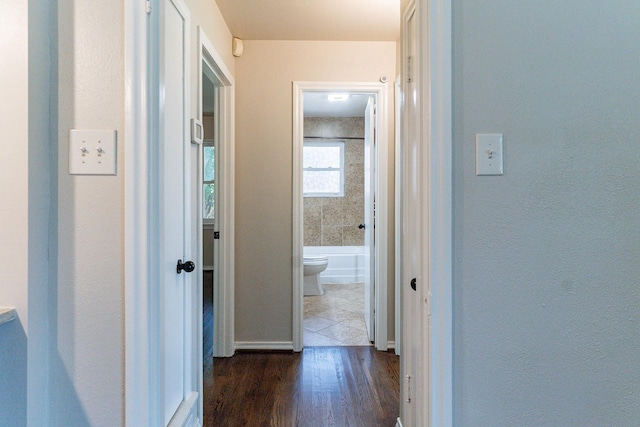 hallway featuring dark hardwood / wood-style floors