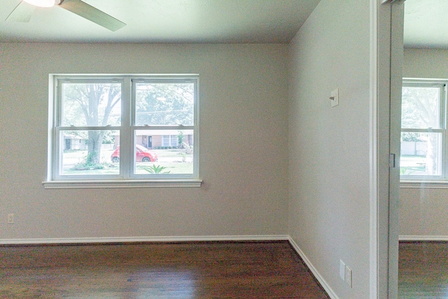 unfurnished room with ceiling fan