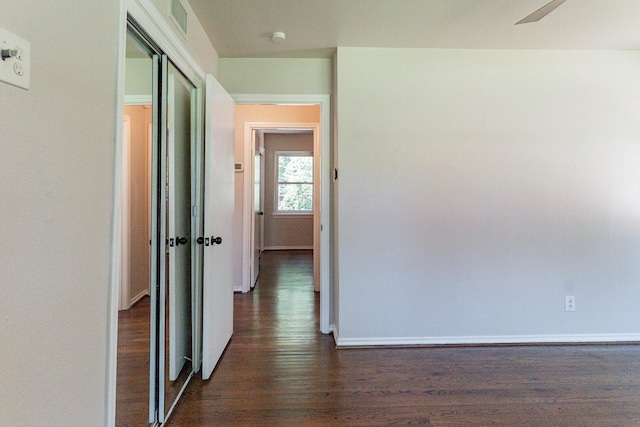 hall featuring dark wood-type flooring