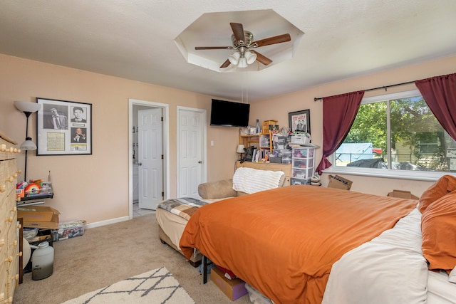 bedroom with carpet floors and ceiling fan