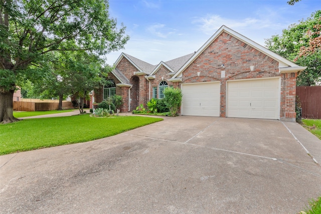 view of front of home featuring a garage and a front yard