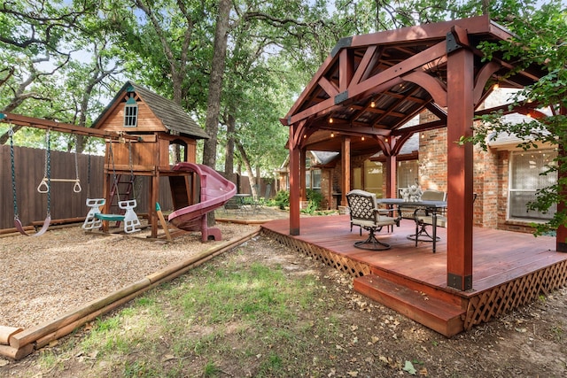 view of yard featuring a wooden deck