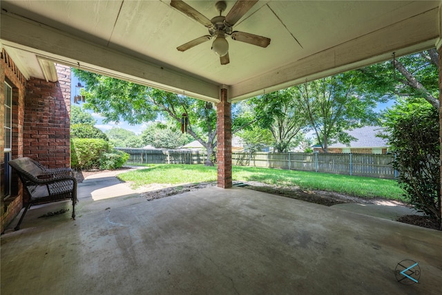 view of patio with ceiling fan