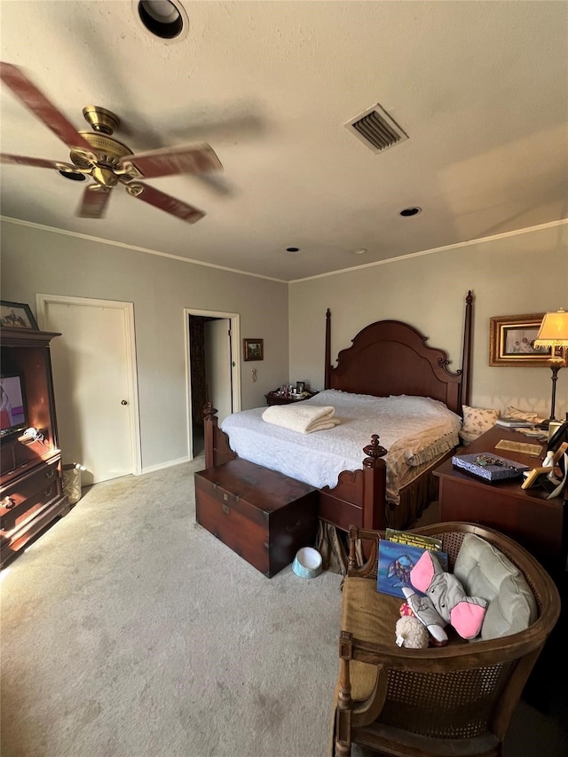 bedroom featuring carpet and ceiling fan