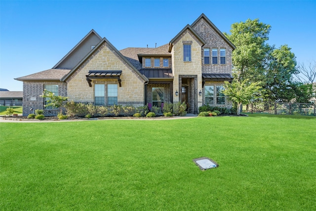 craftsman house featuring a front lawn