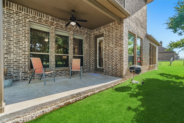 view of patio / terrace with ceiling fan