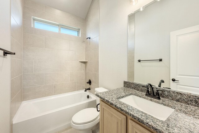 full bath with vanity, toilet, and bathing tub / shower combination