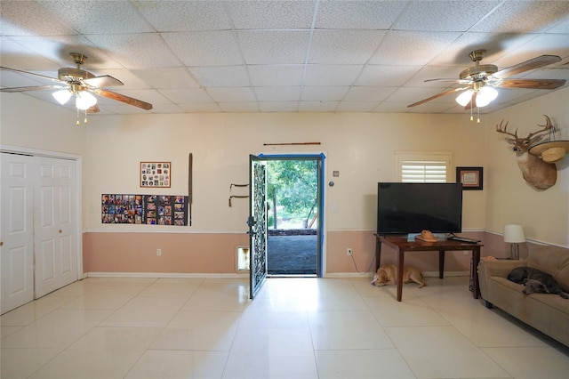 interior space with a drop ceiling