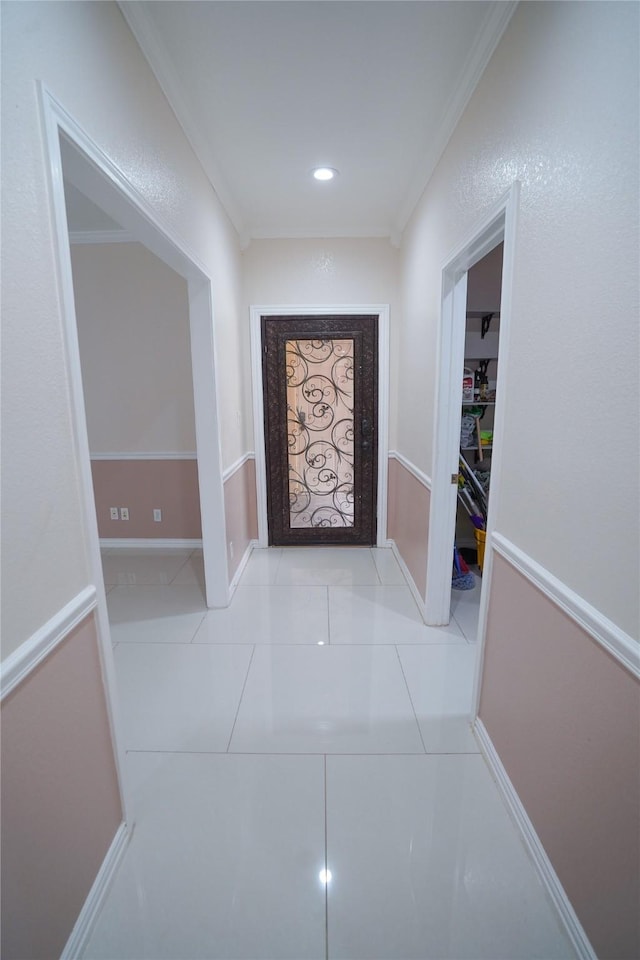 hallway with ornamental molding