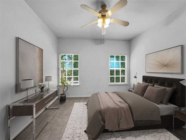 bedroom featuring ceiling fan