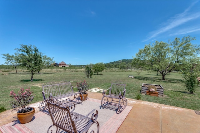 view of patio featuring a rural view