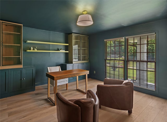 home office featuring light wood-type flooring