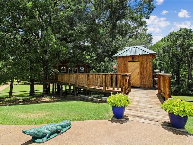 exterior space featuring a wooden deck