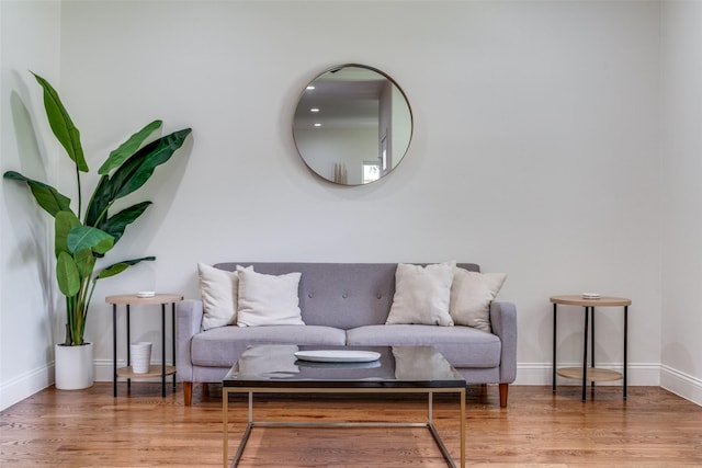 sitting room with hardwood / wood-style flooring