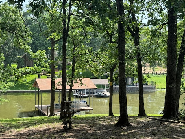 dock area featuring a water view