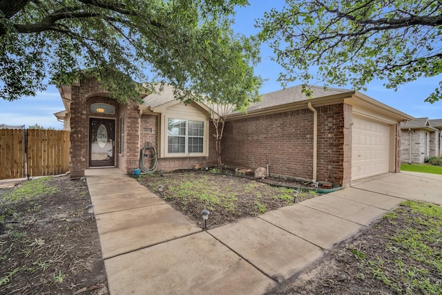 single story home with a garage