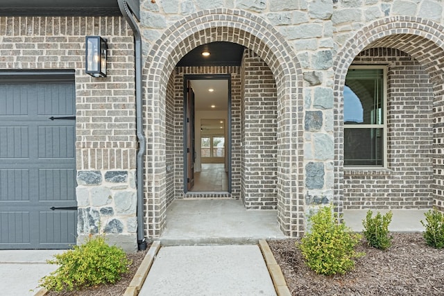 entrance to property with a garage