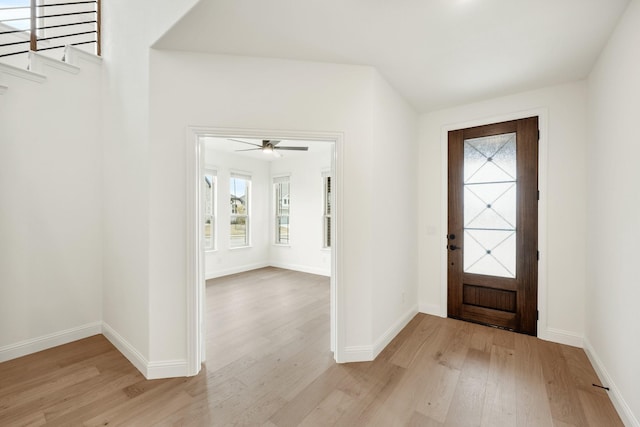 entrance foyer with light wood-type flooring