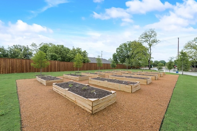 view of home's community with a yard