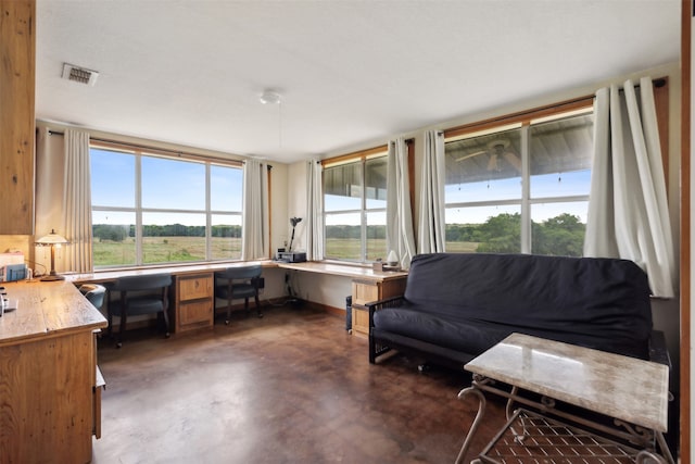 bedroom with ceiling fan and carpet