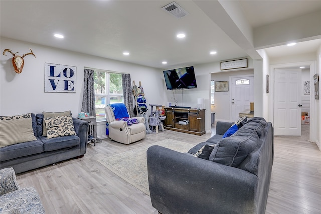 living room featuring light wood-type flooring